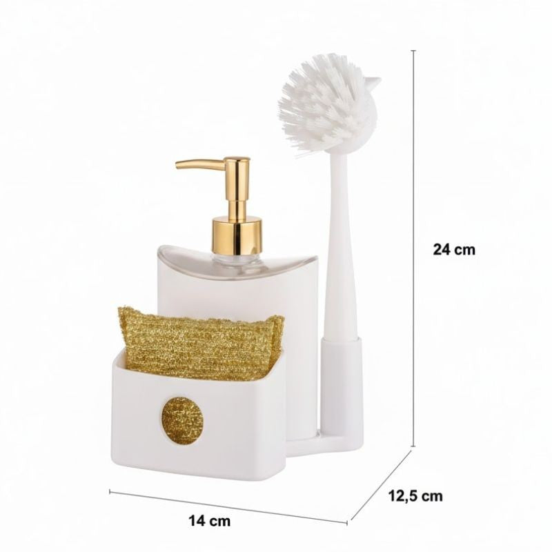 Liquid Dispenser with Sponge Holder & Brush